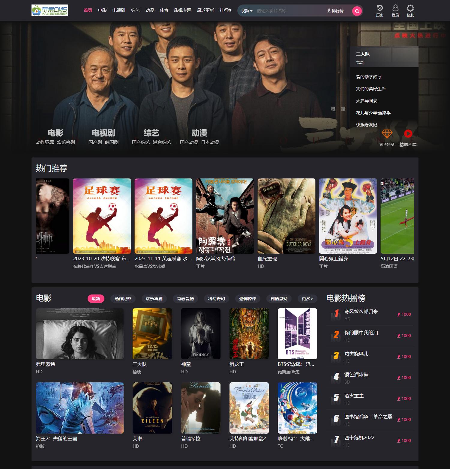 苹果CMS V10仿奈飞影视终端自适应模板·